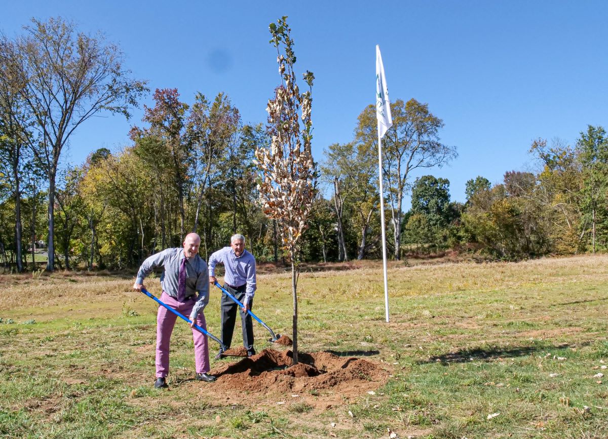 Mayor Dusch and City Manager Payne Planting Tree for Concord's 2024 Arbor Day